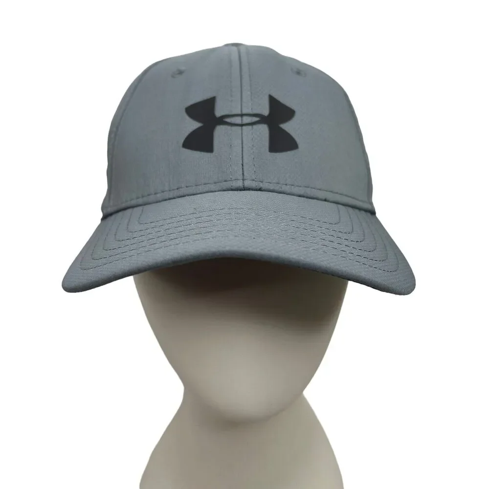 Under Armour Youth S/M‎ Hat Headline Stretch Fitted Grey Cap Back Spell Out